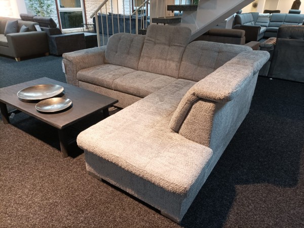Ecksofa Sofa mit Kopfteilverstellung Grau Schlaffunktion - Bingo
